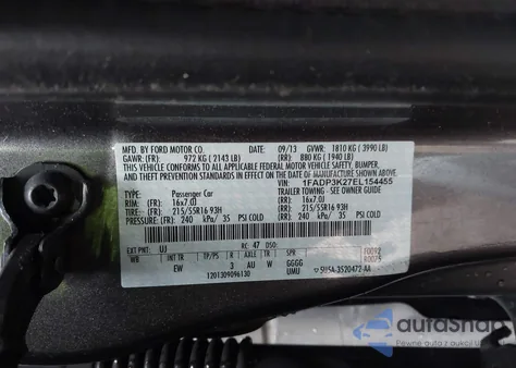 2014 Ford Focus Se z USA, uszkodzony, nr VIN 1FADP3K27EL154455